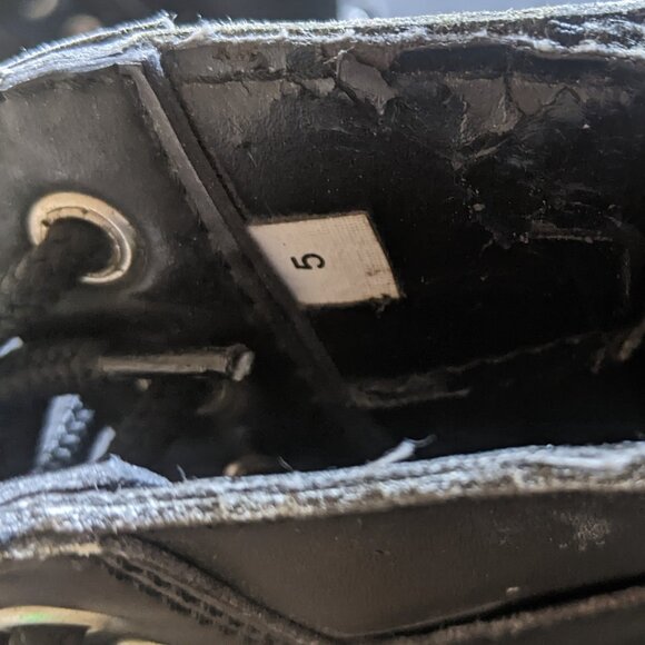 Vintage Demonia Goth Punk Boots 20 Eyelet Buckles Zippers Straps Size 5 - Picture 4 of 9